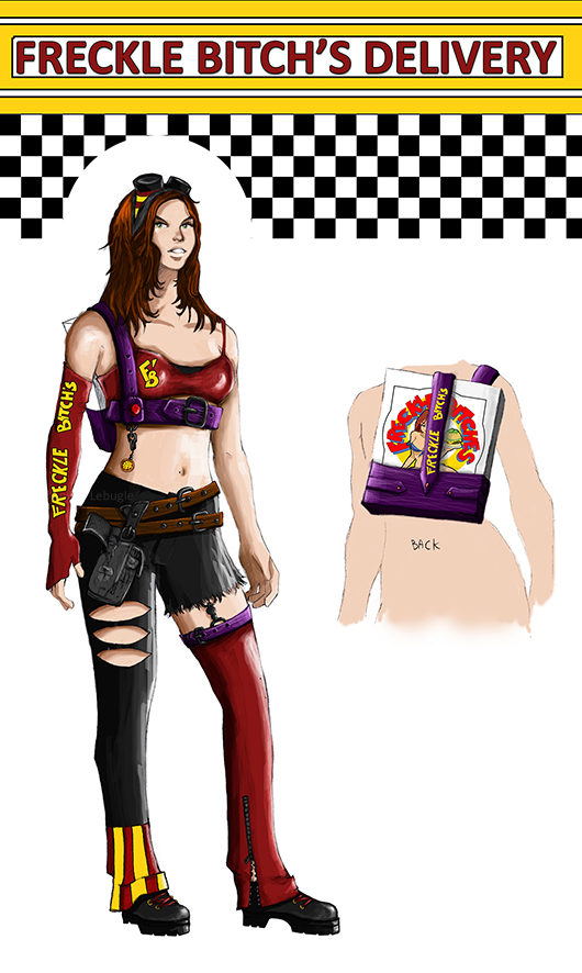 Illustration costume personnage, volition, Freckle Bitch's outfit, Saints Row IV chara-design