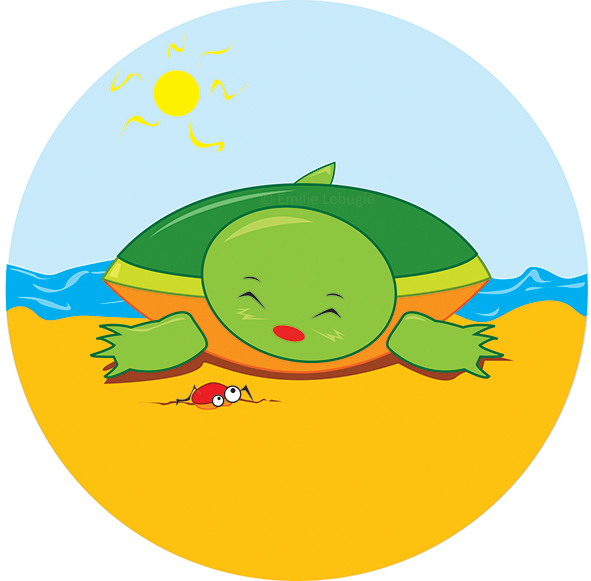 Mascotte, jeunesse, Illustration tortue, crabe
